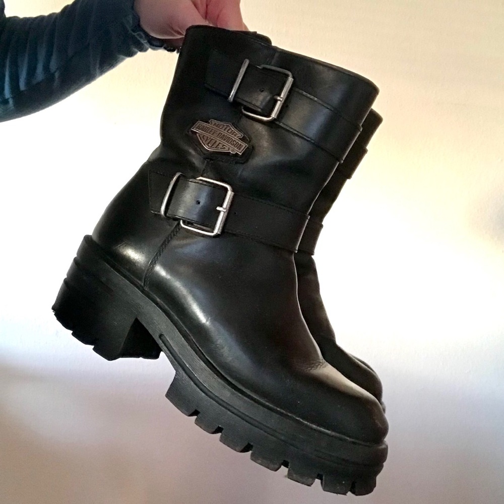 Killer Harley Davidson Black Leather Boots 🕷